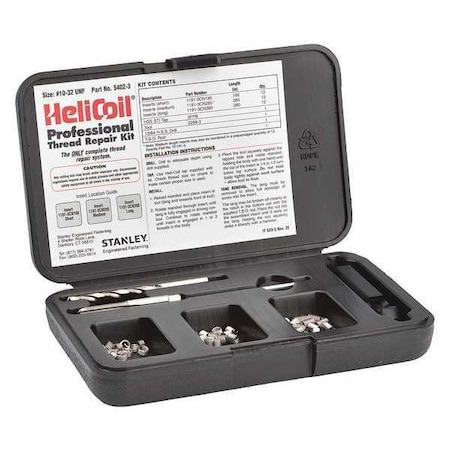 Free-Running Helical Insert Repair Kit, Helical Inserts, #10-32, Plain 18-8 Stainless steel MPN:5402-3