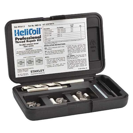 Free-Running Helical Insert Repair Kit, Helical Inserts, M10-1.50, Plain 18-8 Stainless Steel MPN:5403-10