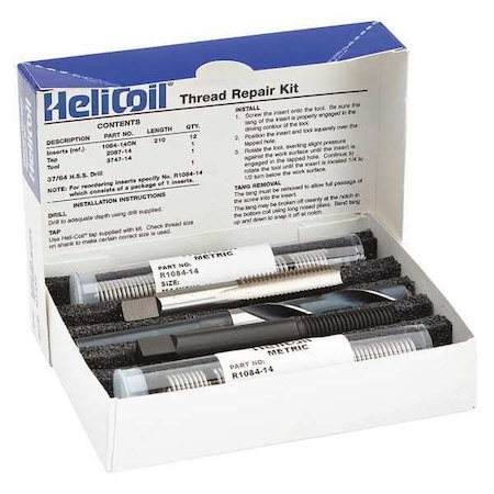 Free-Running Helical Insert Repair Kit, Helical Inserts, M14-2.00, Plain 18-8 Stainless Steel MPN:5403-14