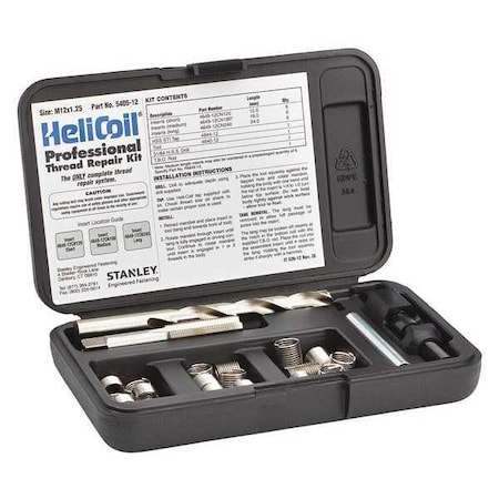 Free-Running Helical Insert Repair Kit, Helical Inserts, M12-1.25, Plain 18-8 Stainless Steel MPN:5405-12