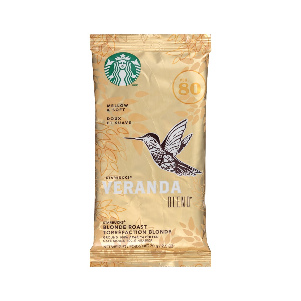 Starbucks Veranda Ground Roast Coffee Single-Serve Packets, Premium Blonde, 2.5 Oz Per Bag, Carton Of 18 MPN:11020676