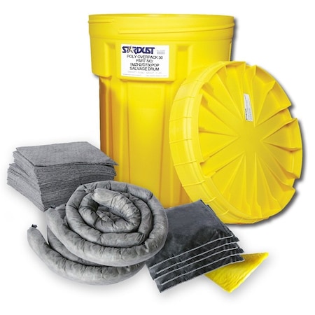 Spill Kit, 14 gal Volume Absorbed per Kit, 20 gal Capacity, Drum, Yellow, 34 MPN:D920U
