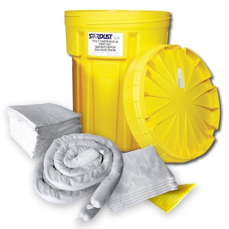 Spill Kit, 28 gal Volume Absorbed per Kit, 30 gal Capacity, Drum, Yellow, 58 MPN:D930P
