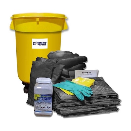 Wheeled Spill Kit, 20 gal Volume Absorbed per Kit, 32 gal Capacity, Drum, Yellow, 60 MPN:D932UW