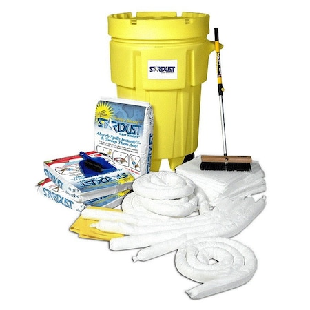 Wheeled Spill Kit, 48 gal Volume Absorbed per Kit, 95 gal Capacity, Drum, Yellow, 75 MPN:D950P