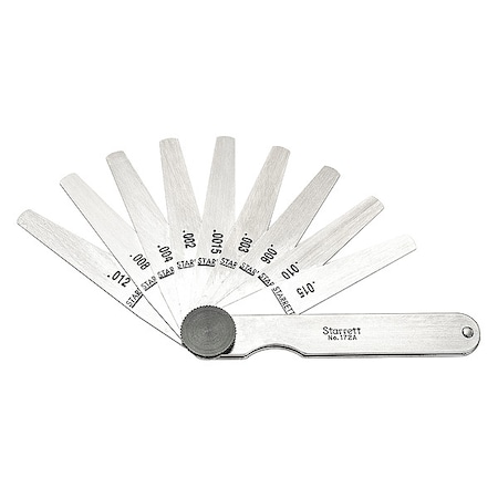Thickness Gage, 0.0015- 0.015 In, 9 Leaves MPN:172AT