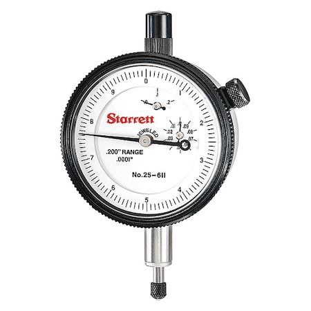 Dial Indicator, 0 to 0.200 In, 0-10 MPN:25-611J