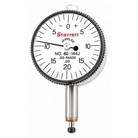 Dial Indicator, Lug Back, Range 0 to 0.1