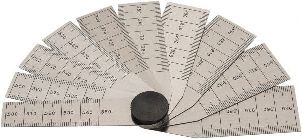 1/2 to 1 Inch Measurement, 10 Leaf Taper Gage MPN:51291