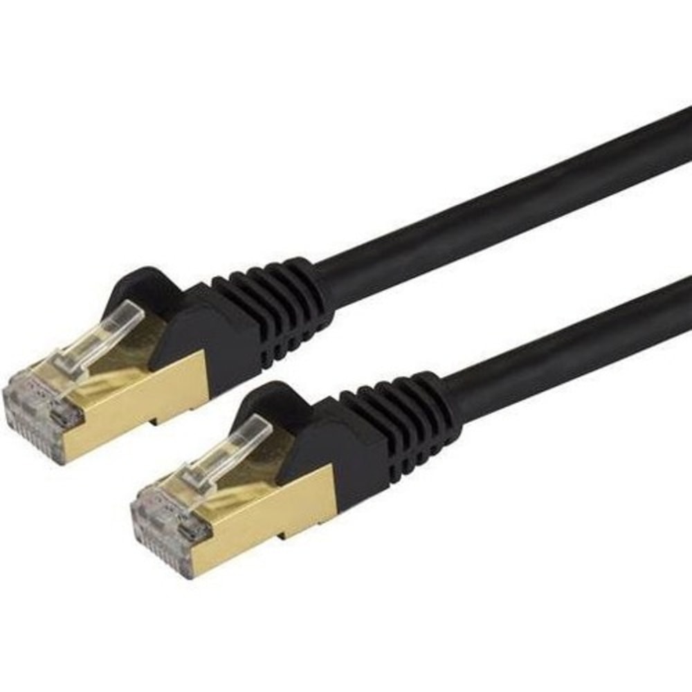 StarTech.com 35 ft Black Cat6a Shielded Patch Cable - Cat6a Ethernet Cable - 35ft Cat 6a STP Cable - Snagless RJ45 - C6ASPAT35BK MPN:C6ASPAT35BK