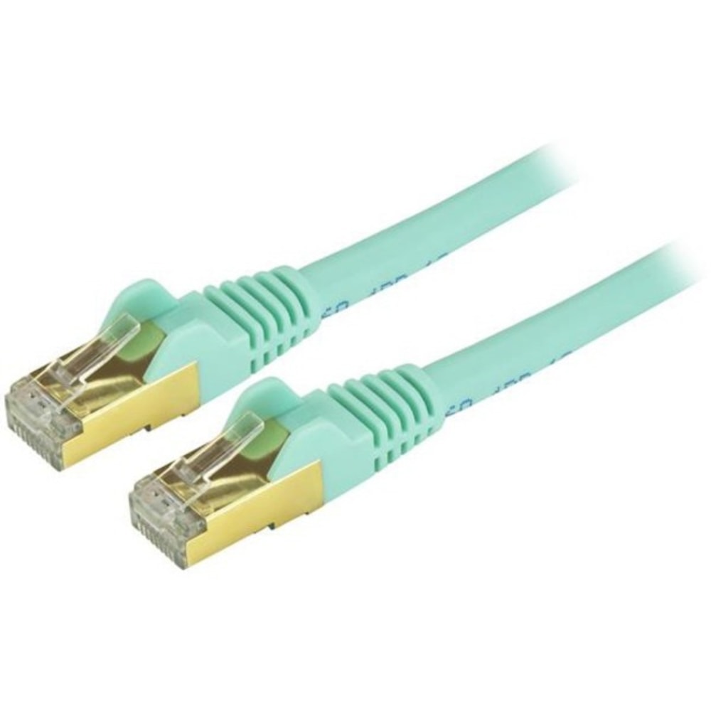 StarTech.com 4ft Aqua Cat6a Shielded Patch Cable - Cat6a Ethernet Cable - 4 ft Cat 6a STP Cable - Snagless RJ45 Ethernet Cord - C6ASPAT4AQ MPN:C6ASPAT4AQ