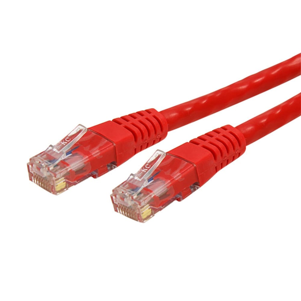 StarTech.com 100ft CAT6 Ethernet Cable - Red Molded Gigabit CAT 6 Wire - 100W PoE RJ45 UTP 650MHz - Category 6 Network Patch Cord UL/TIA MPN:C6PATCH100RD