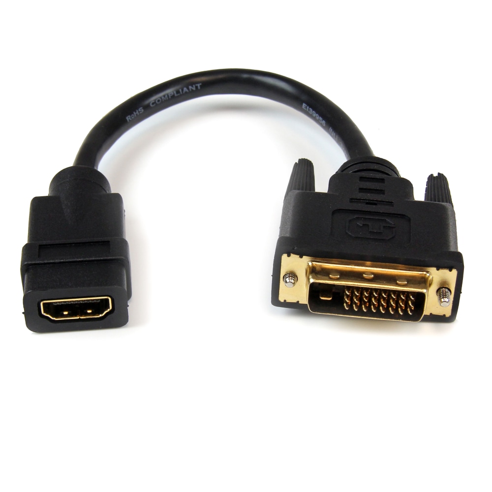 StarTech.com 8in HDMI to DVI-D Video Cable Adapter - HDMI Female to DVI Male - 8in DVI/HDMI Video Cable - HDDVIFM8IN MPN:HDDVIFM8IN
