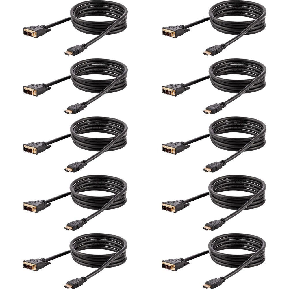 StarTech.com 6ft (1.8m) HDMI to DVI Cable, DVI-D to HDMI Display Cable (1920x1200p), 10 Pack, Black, HDMI to DV - HDMIDVIMM610PK MPN:HDMIDVIMM610PK