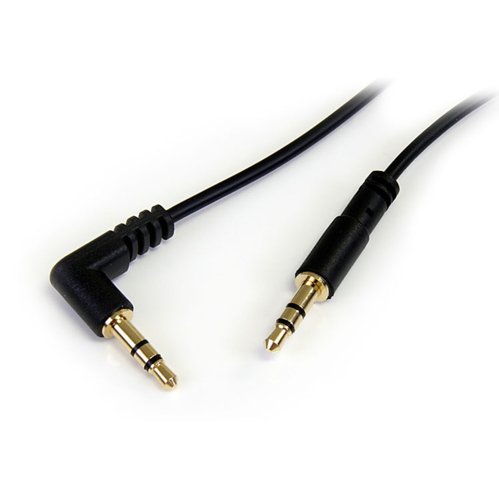 StarTech.com 3 ft Slim 3.5mm to Right Angle Stereo Audio Cable - M/M - Right angle slim 3.5mm cable for mobile audio devices MPN:MU3MMSRA
