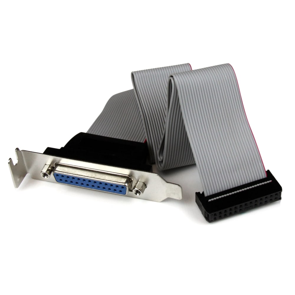 StarTech.com Low Profile 16in Parallel Port Header Cable Adapter with Bracket - DB25 (F) to IDC26 MPN:PLATE25F16LP