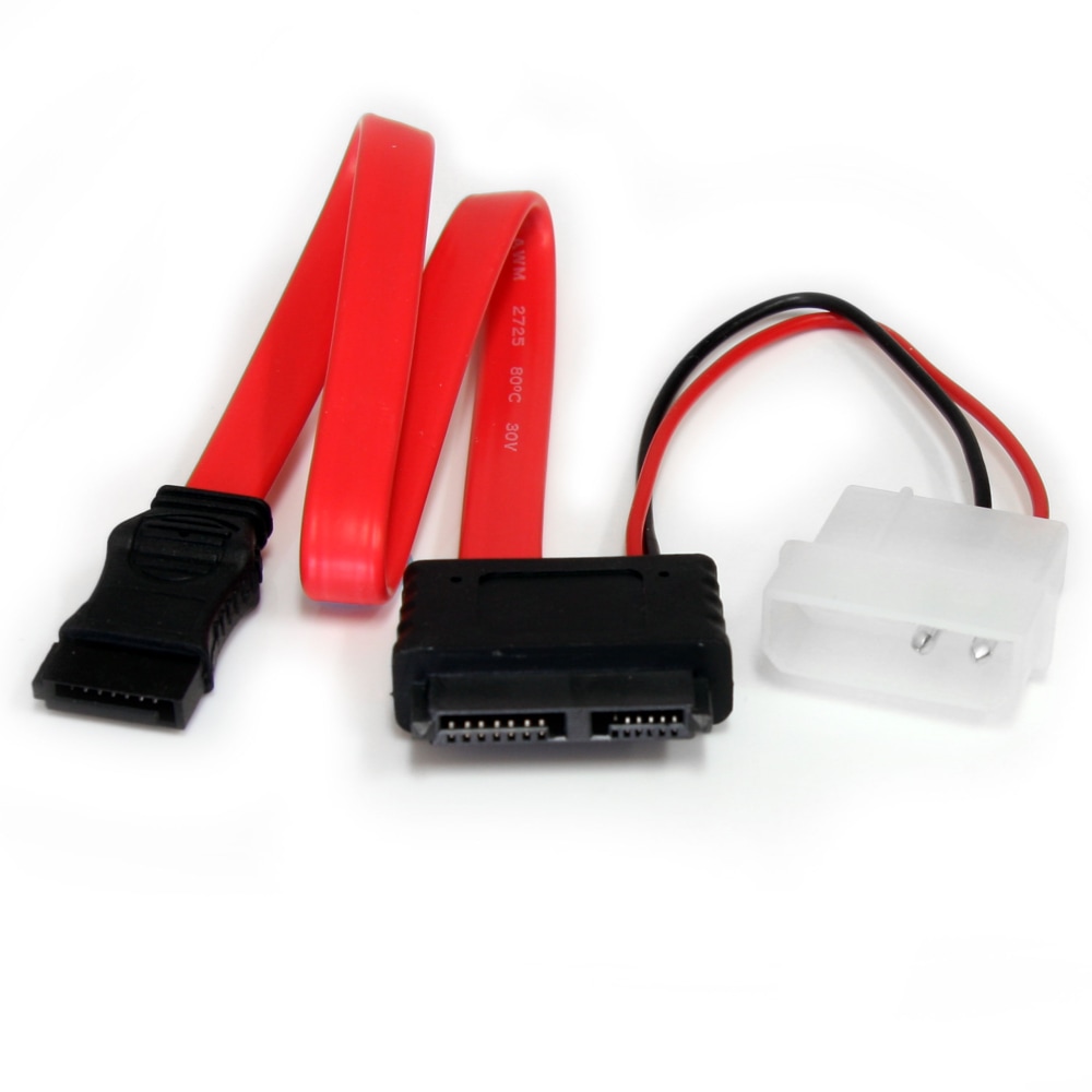 StarTech.com 12in Slimline SATA to SATA w/ LP4 Adapter - Connect a slimline SATA drive to a standard SATA motherboard connector MPN:SLSATAF12