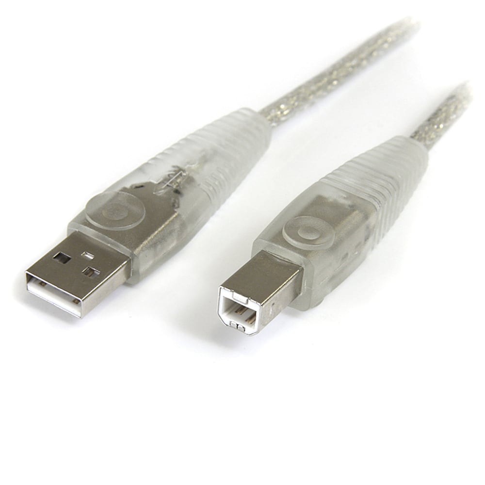 StarTech.com - Transparent USB 2.0 cable - 4 pin USB Type A (M) - 4 pin USB Type B (M) - ( USB/Hi-Speed USB ) - USB2HAB10T MPN:USB2HAB10T