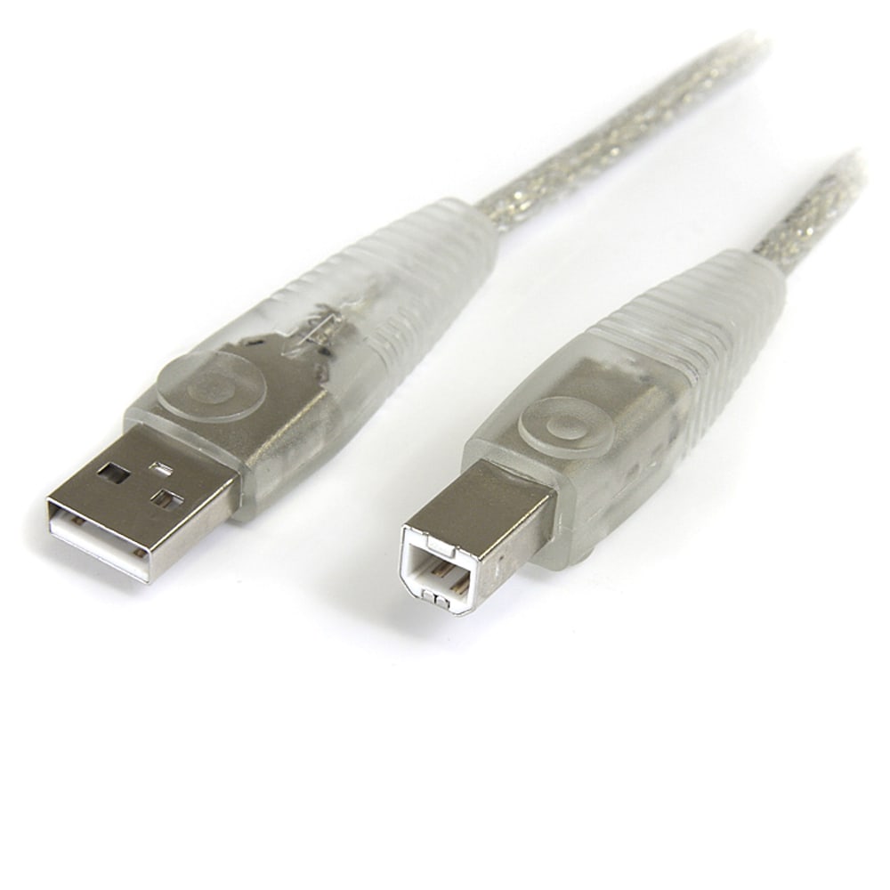StarTech.com - Transparent USB 2.0 cable - 4 pin USB Type A (M) - 4 pin USB Type B (M) - ( USB/Hi-Speed USB ) - USB2HAB15T MPN:USB2HAB15T