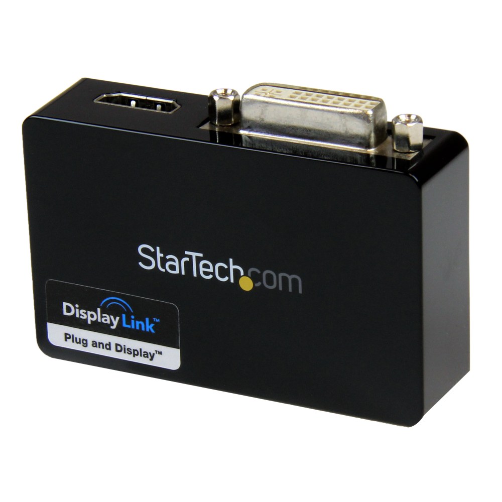 StarTech.com USB 3.0 to HDMI and DVI Dual Monitor External Video Card Adapter - Connect an HDMI and DVI-I-equipped display through a USB 3.0 port, MPN:USB32HDDVII