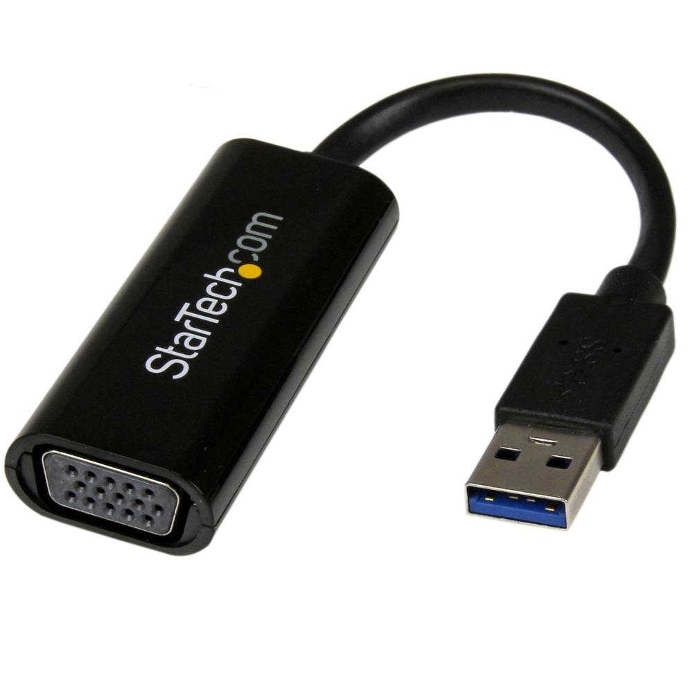 StarTech.com USB 3.0 to VGA Adapter - Slim Design - 1920x1200 - Adapter - TAA Compliant - USB Type A male to HD-15 (VGA) female - 7.5 in - black - MPN:USB32VGAES