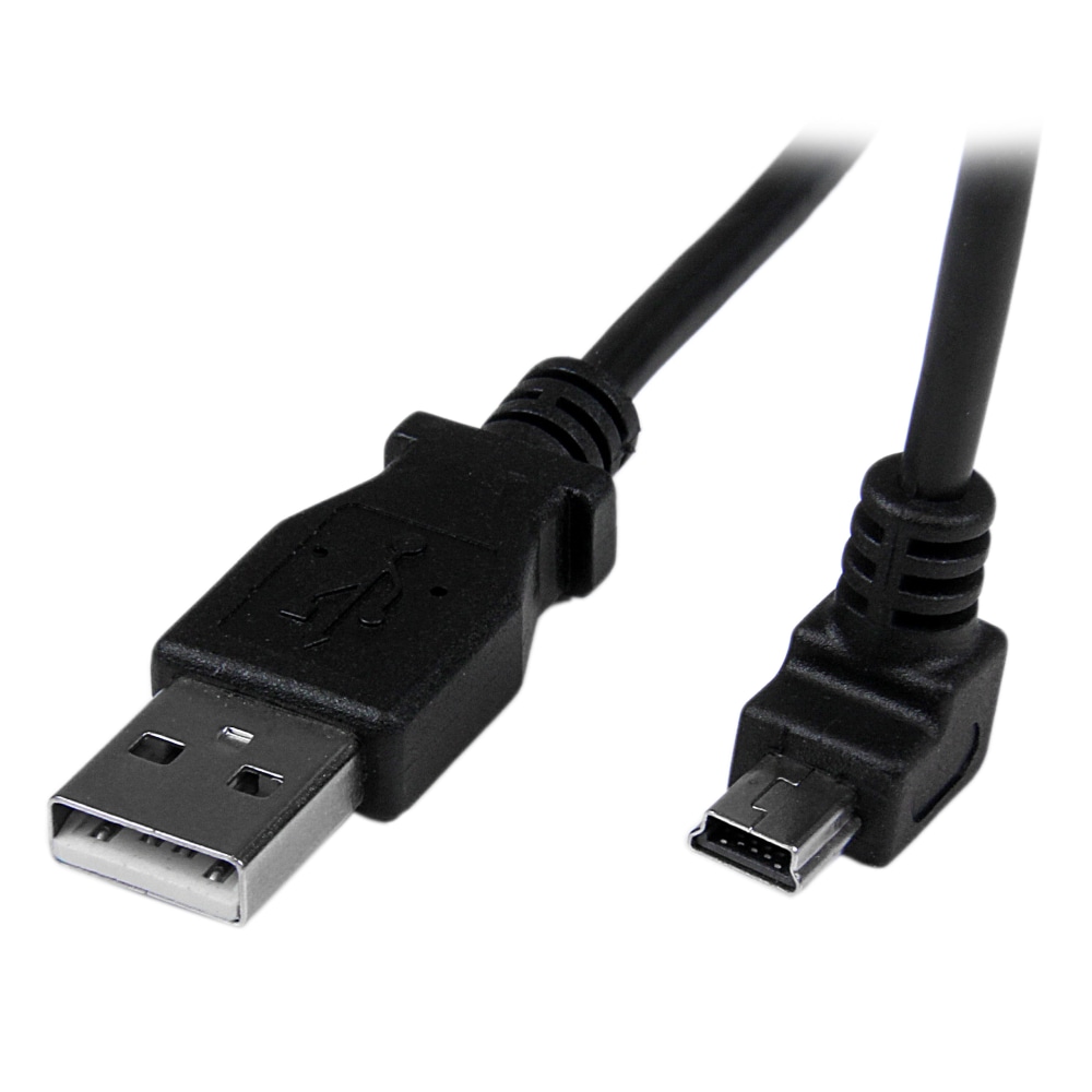 StarTech.com 2m Mini USB Cable - A to Down Angle Mini B - First End: 1 x Type A Male USB - Second End: 1 x Type B Male Mini USB - Shielding - Black MPN:USBAMB2MD