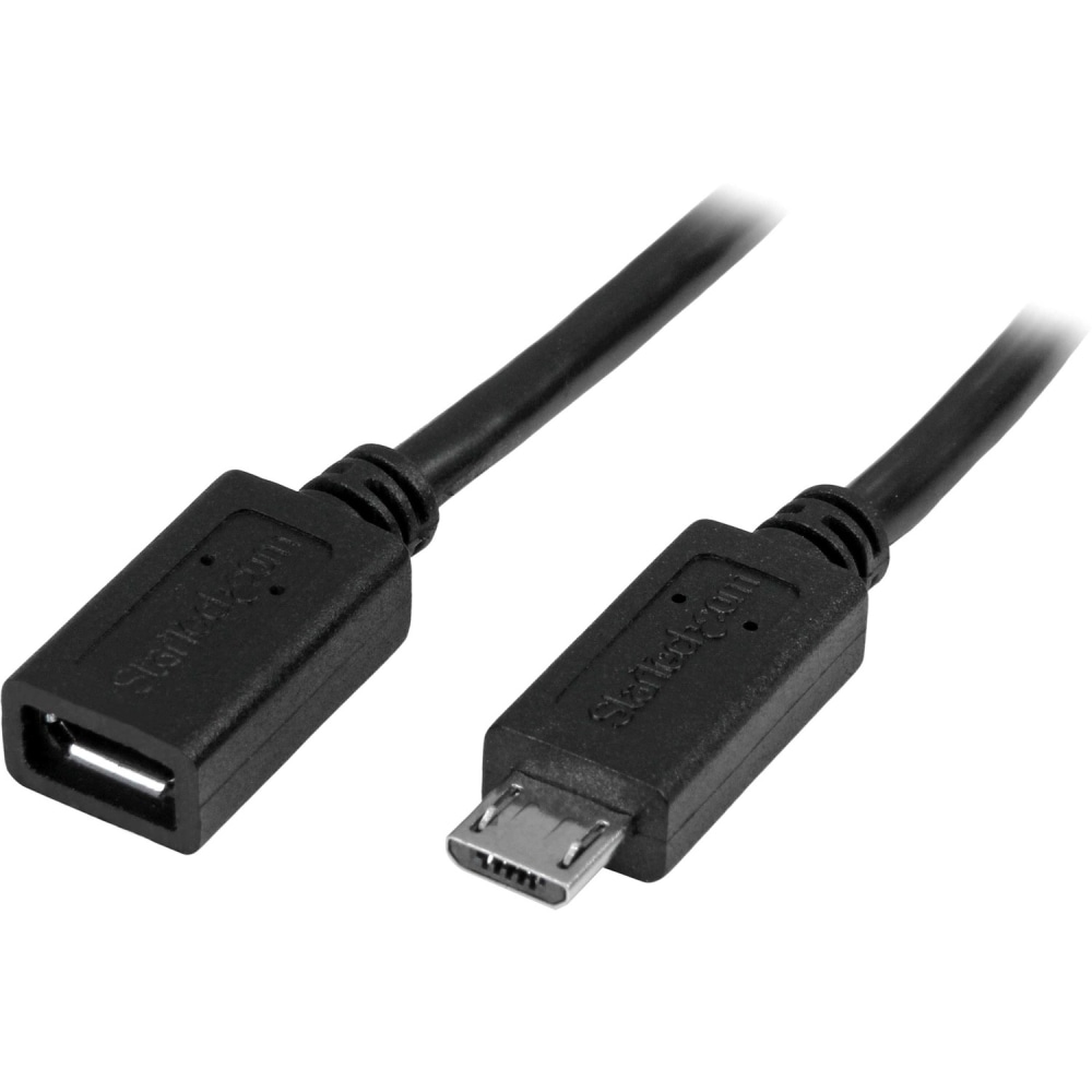 StarTech.com 0.5m 20in Micro-USB Extension Cable - M/F - Micro USB Male to Micro USB Female Cable - Black MPN:USBUBEXT50CM