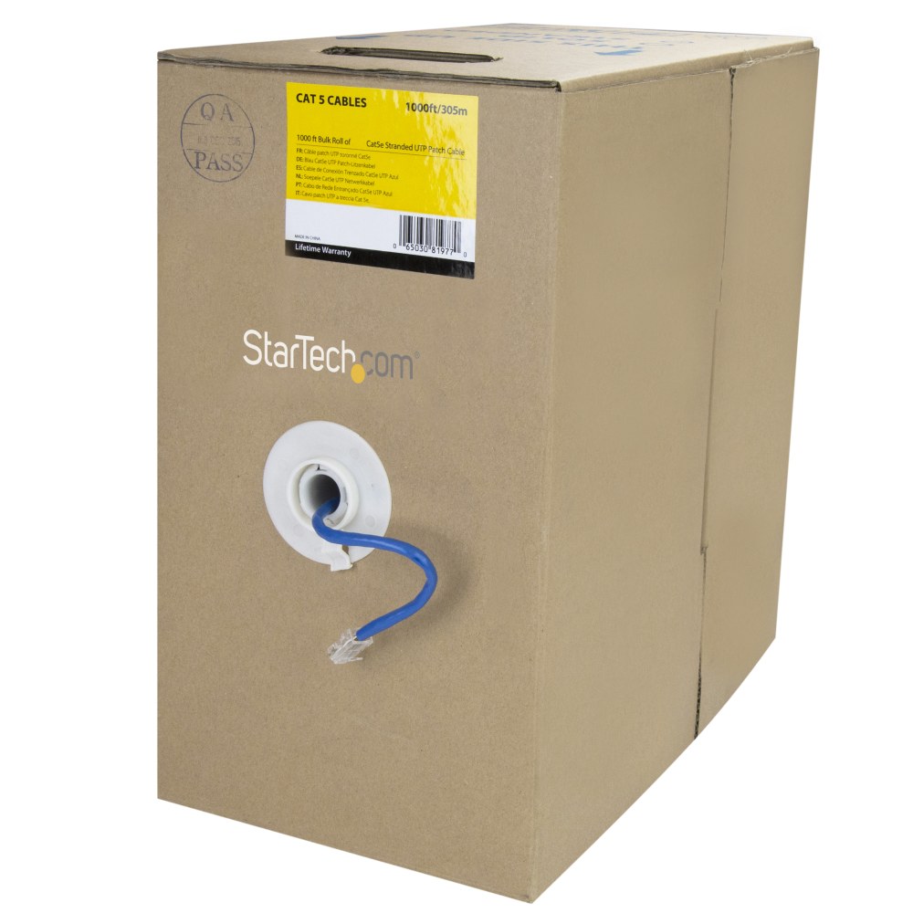 StarTech.com 1000 ft Bulk Roll of Blue Cat5e Stranded UTP Patch Cable MPN:WIRRJ45BLRL