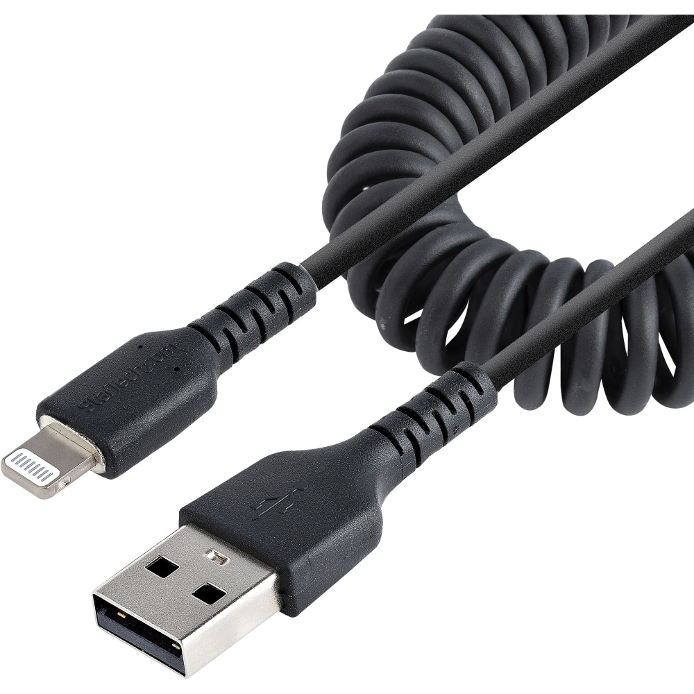 StarTech.com 50cm/20in USB to Lightning Cable, MFi Certified, Coiled iPhone Charger Cable, Black, Durable TPE Jacket Aramid Fiber - RUSB2ALT50CMBC MPN:RUSB2ALT50CMBC