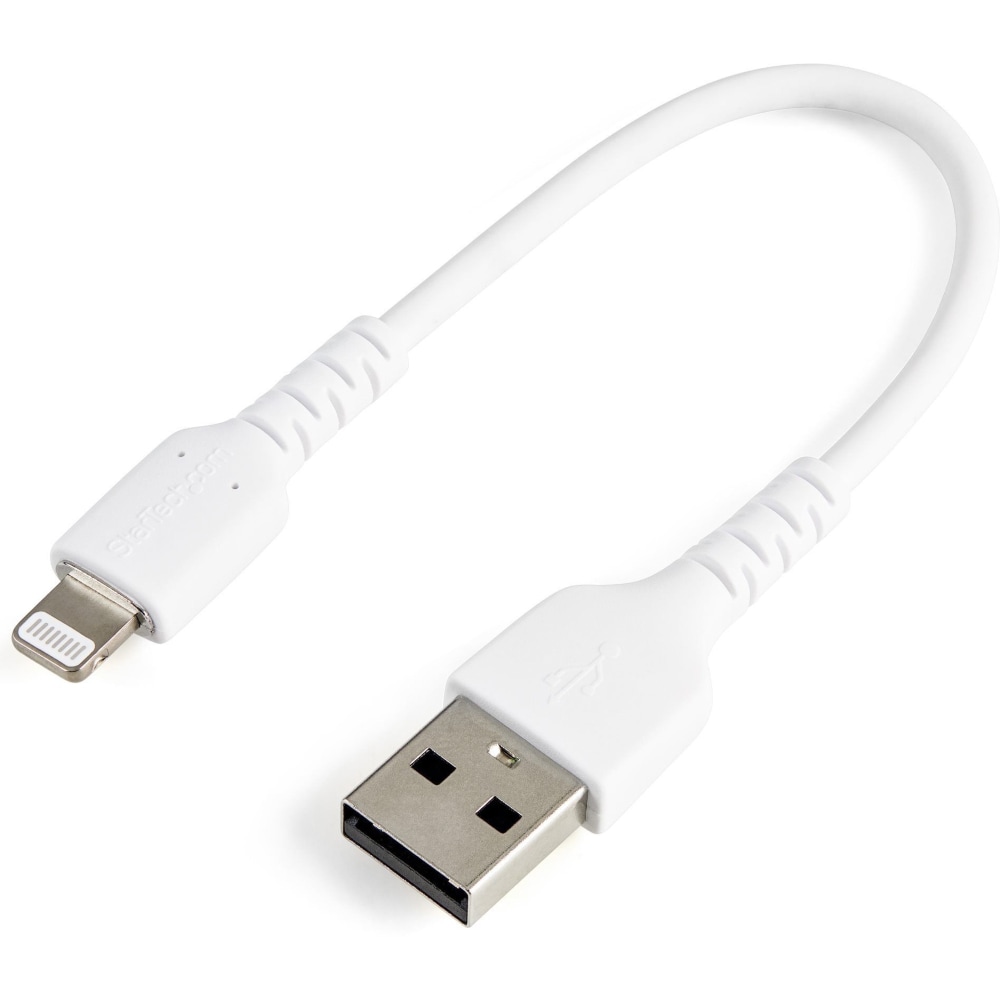 StarTech.com 6 inch/15cm Durable White USB-A to Lightning Cable, Rugged Heavy Duty Charging/Sync Cable for Apple iPhone/iPad MFi Certified MPN:RUSBLTMM15CMW