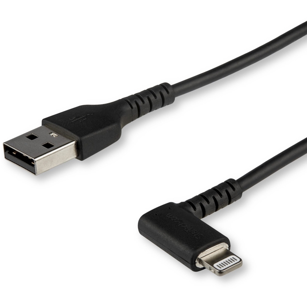 StarTech.com 2m / 6.6ft Angled Lightning to USB Cable - Heavy Duty MFI Certified Lightning Cable - Black - USB to Lightning (RUSBLTMM2MBR) MPN:RUSBLTMM2MBR