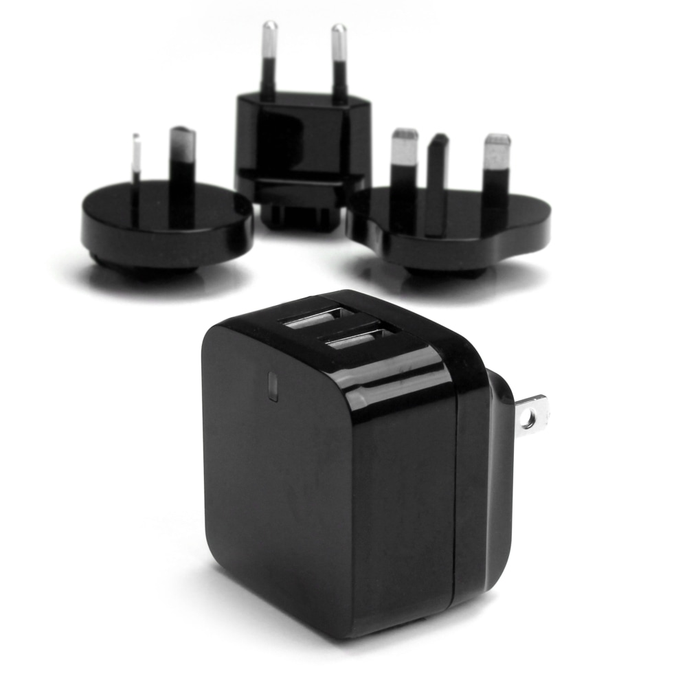 StarTech.com Travel USB Wall Charger - 2 Port - Black - Universal Travel Adapter - International Power Adapter - USB Charger MPN:USB2PACBK