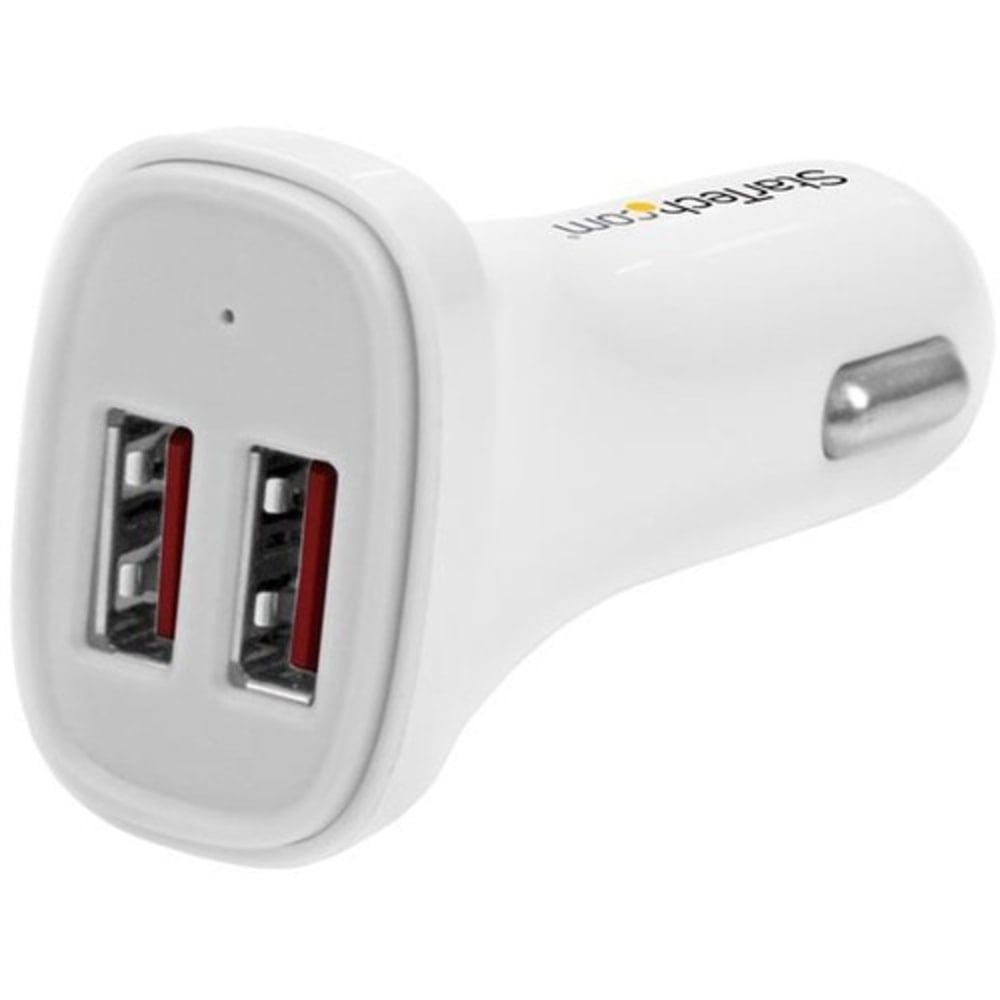 StarTech.com Dual Port USB Car Charger - White - High Power 24W/4.8A - 2 port USB Car Charger MPN:USB2PCARWHS