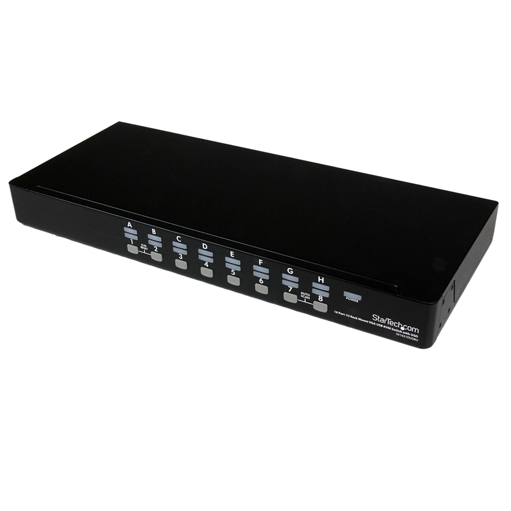 StarTech.com 16 Port 1U Rackmount USB KVM Switch with OSD - Control up to 16 USB computers from a single keyboard, mouse and monitor - SV1631DUSBU MPN:SV1631DUSBU
