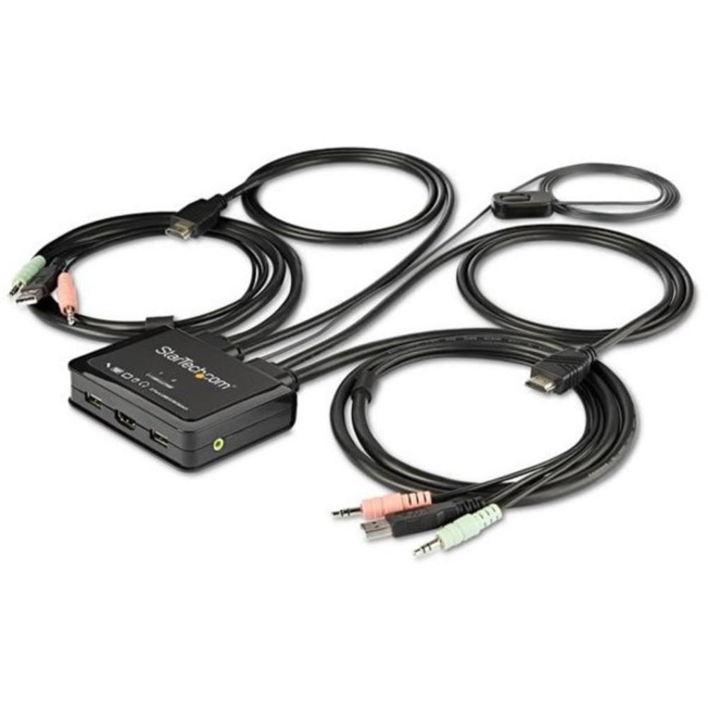 StarTech.com 2 Port HDMI KVM Switch with 4 foot Built-In Cables - OS Independent - 3.5mm Audio - USB 4K 60Hz MPN:SV211HDUA4K