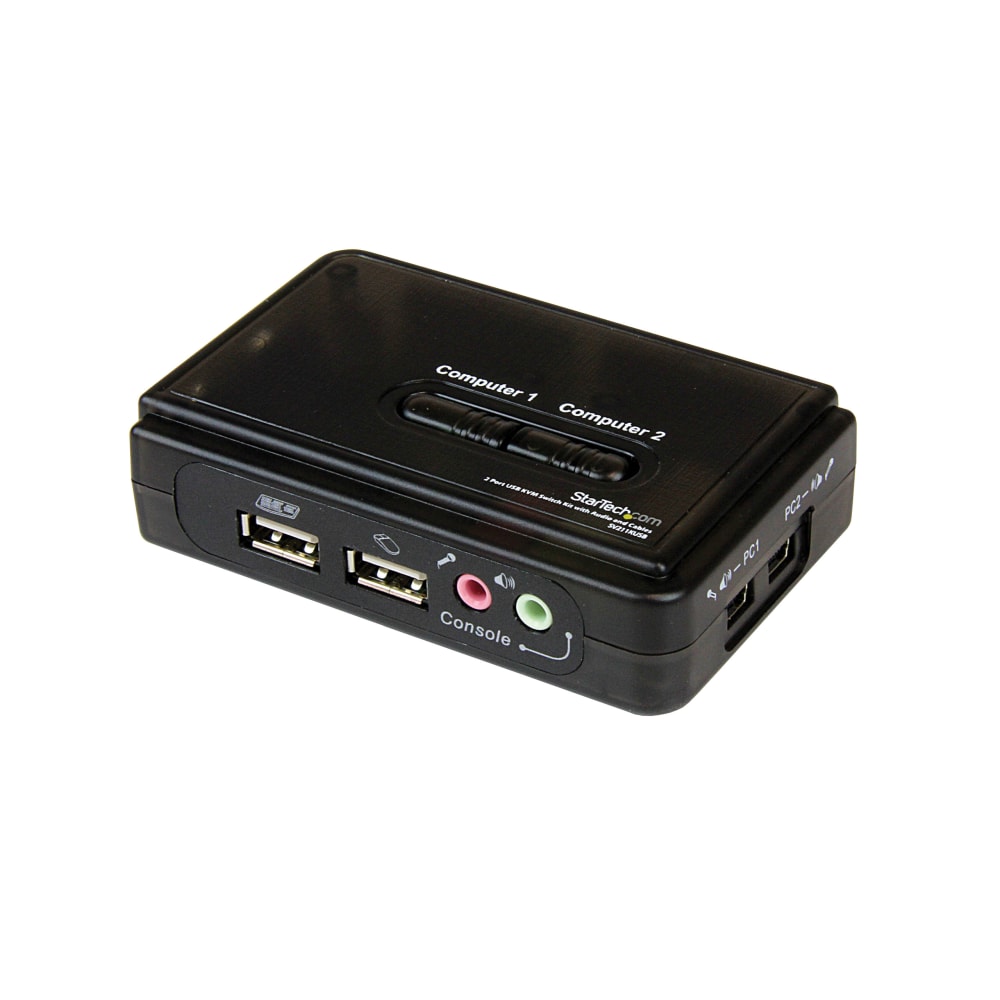 StarTech.com 2 Port Black USB KVM Switch Kit with Audio and Cables MPN:SV211KUSB