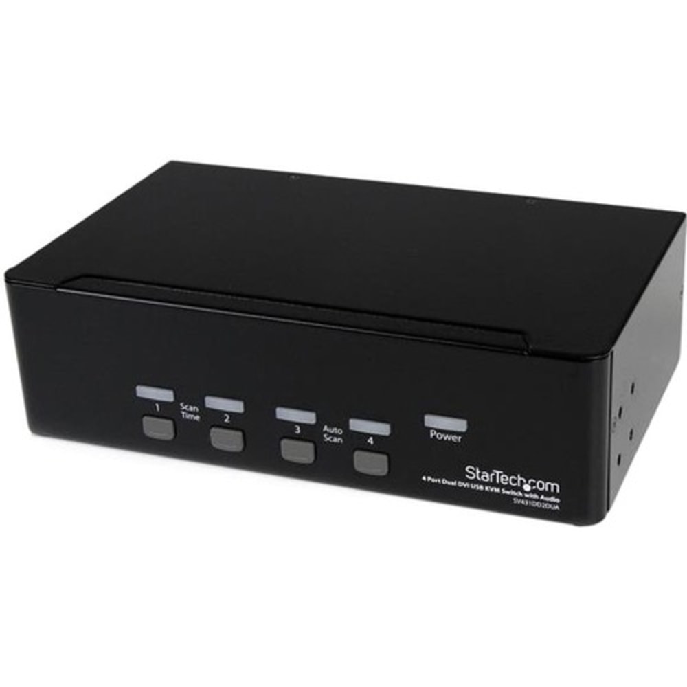 StarTech.com 4-Port Dual KVM Switch with Audio for DVI Computers - Built-in USB Hub (SV431DD2DUA) - KVM/audio/USB switch - SV431DD2DUA MPN:SV431DD2DUA