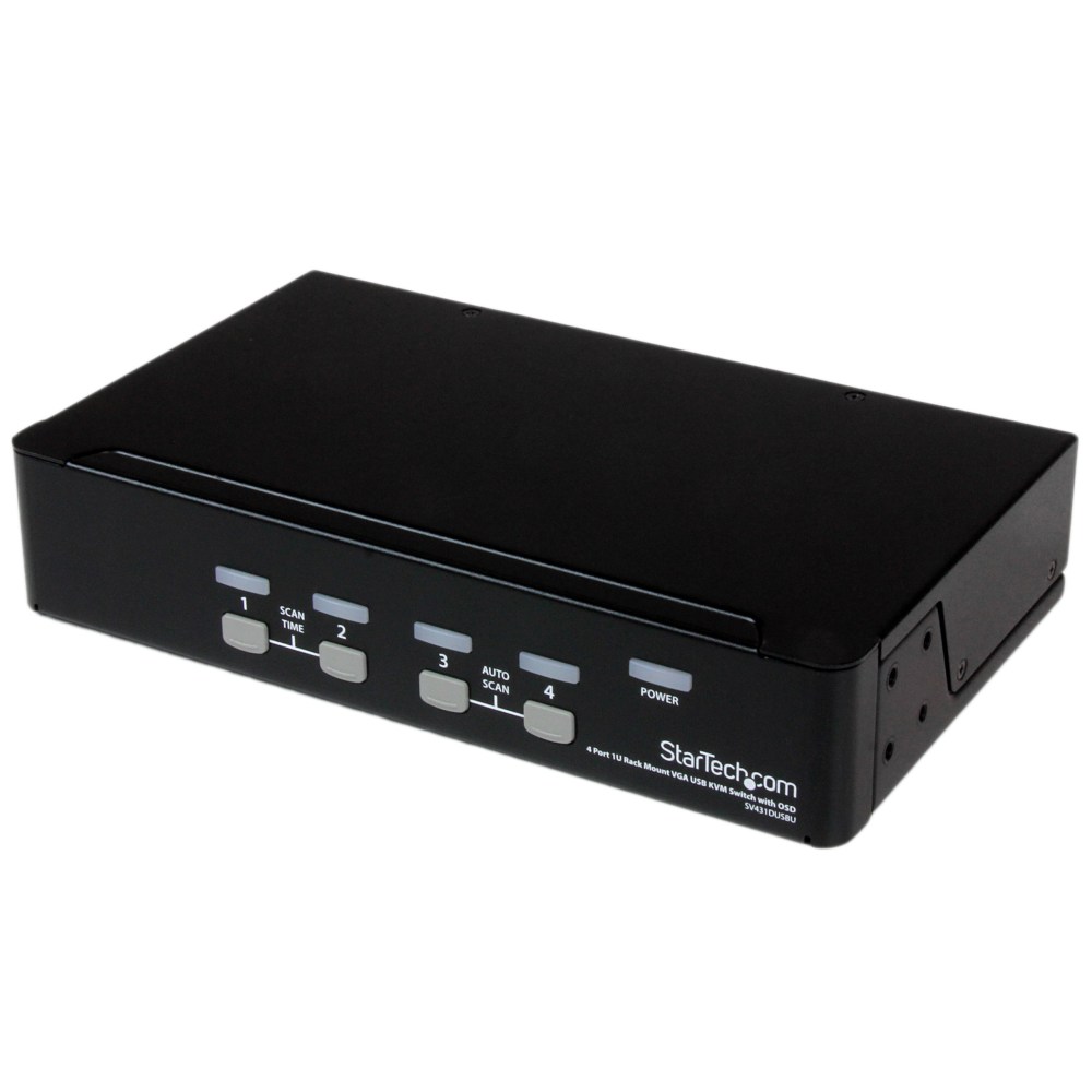 StarTech.com 4 Port 1U Rackmount USB KVM Switch with OSD - Control up to 4 VGA and USB computers from a single keyboard, mouse and monitor MPN:SV431DUSBU