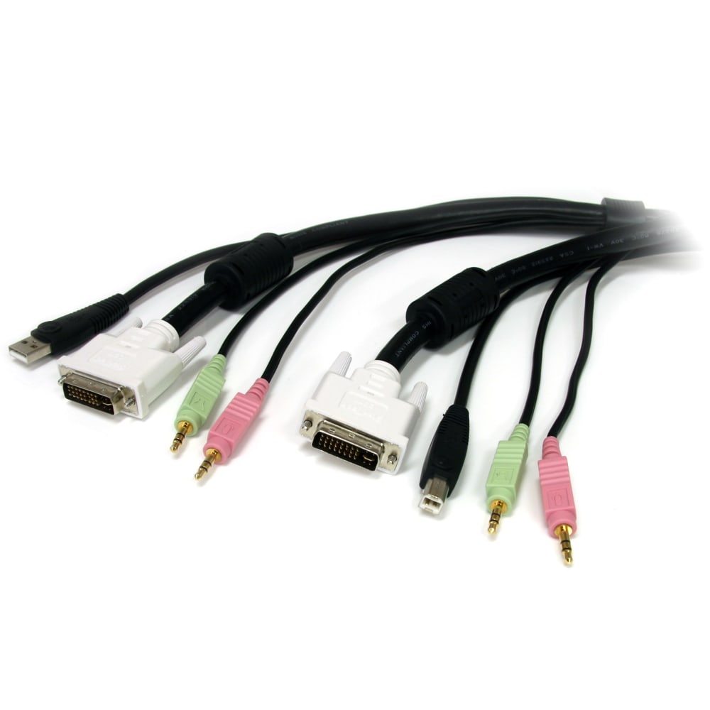 StarTech.com 4-in-1 USB DVI KVM Cable with Audio and Microphone - Connect high resolution DVI video, USB, audio and microphone all in one cable - kvm cable - usb kvm cable - kvm switch cable -DVI kvm cable (Min Order Qty 3) MPN:USBDVI4N1A6