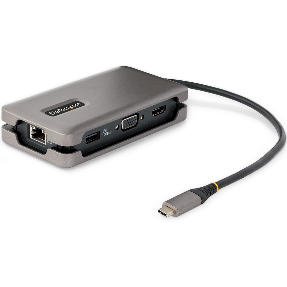 StarTech.com USB-C Multiport Adapter, HDMI/VGA, 4K 60Hz, 3-Port USB Hub, 100W PD Pass-Through, GbE, Mini Docking Station, 1ft/30cm Cable - MPN:DKT31CVHPD3