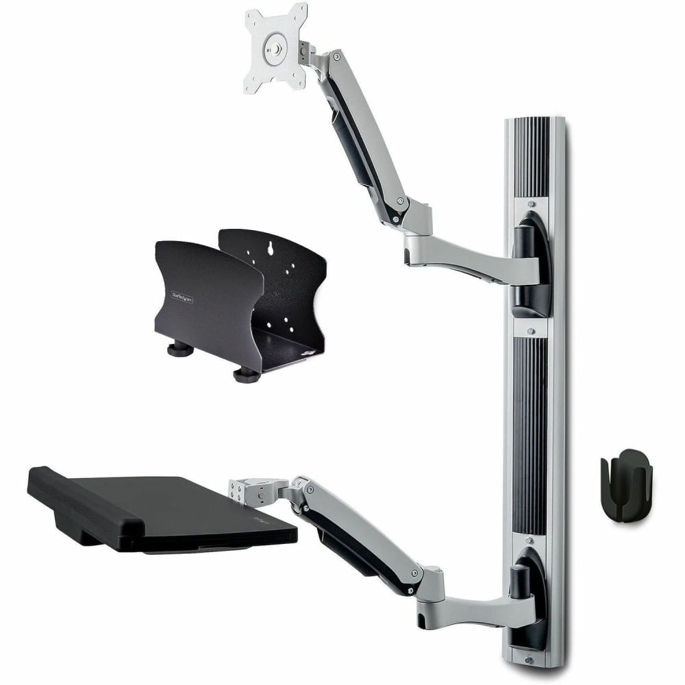 StarTech.com Wall Mount Workstation, VESA Mount 22lb/10kg, Fully Articulating Monitor Mount & Keyboard Tray, Standing Desk w/PC Bracket MPN:2PASTSC-WALL-MOUNT