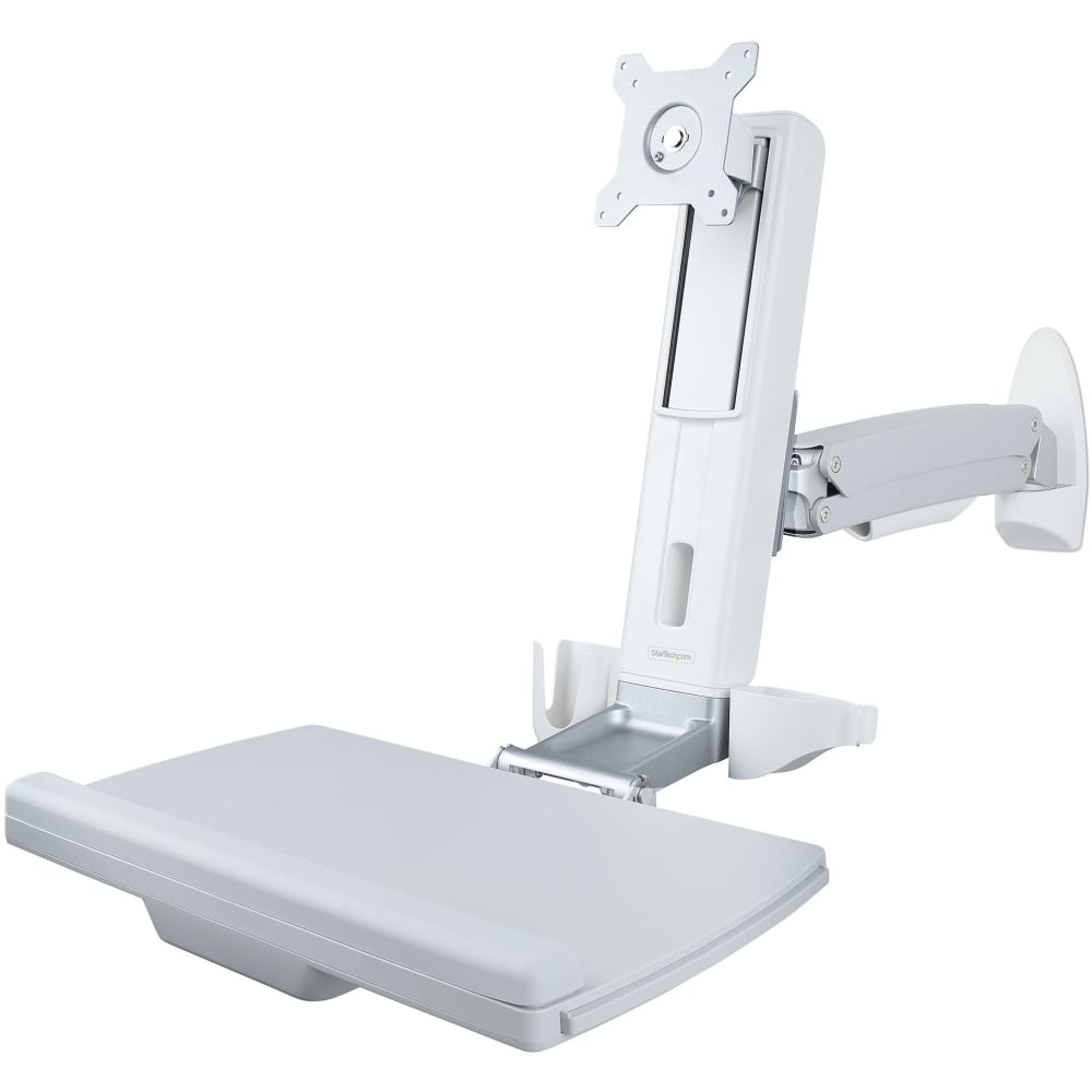 StarTech.com Wall Mount Workstation, Full Motion Sit Stand Desk w/ Adjustable VESA Monitor Arm 27in/17.6lb, Wall Mounted Workstation MPN:WALL-WORKSTATION-S