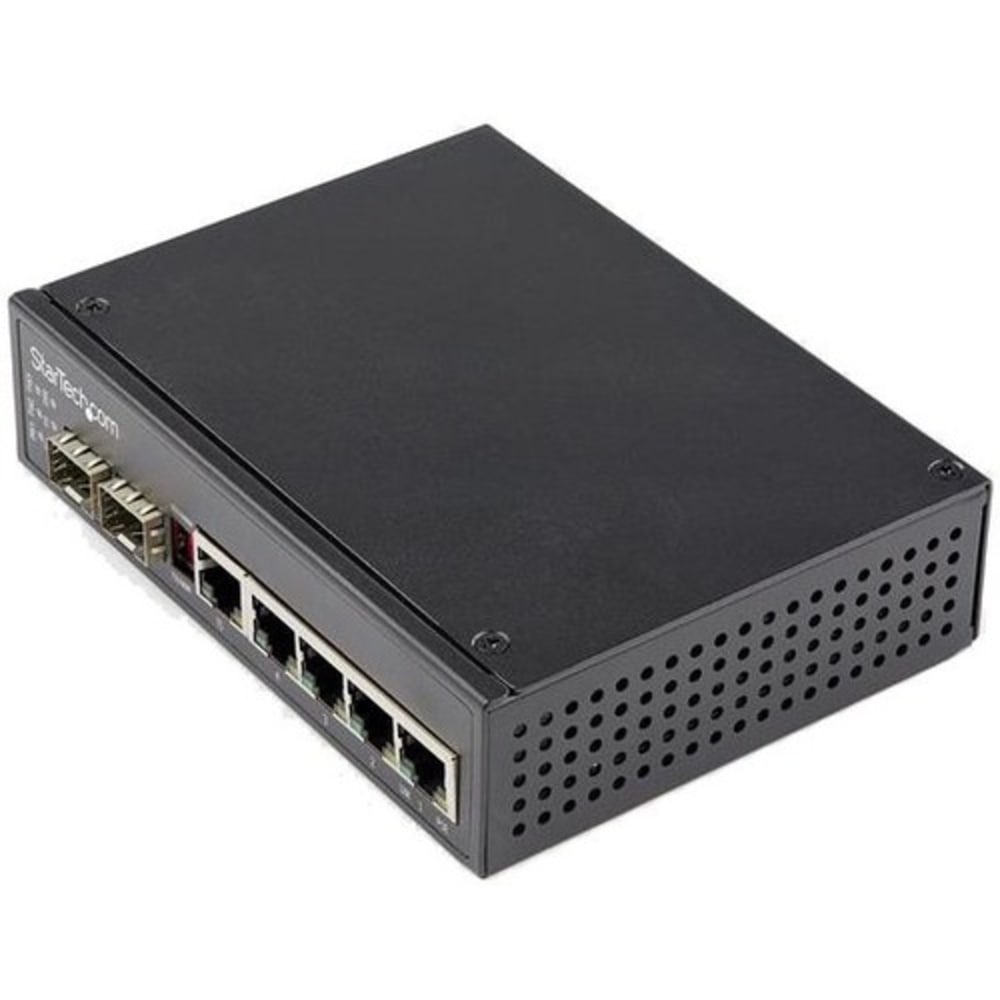 StarTech.com Industrial 5 Port Gigabit Ethernet Switch 5 PoE RJ45 +2 SFP Slots 30W PoE+ 48VDC 10/100/1000 Mbps - IES1G52UPDIN MPN:IES1G52UPDIN