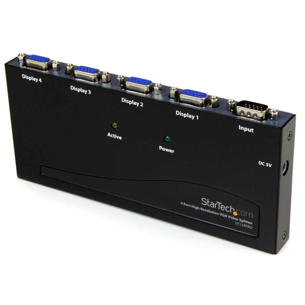 StarTech.com StarTech.com 4 Port High Resolution VGA Video Splitter - 300 MHz - VideoView Pro 47 Port High Resolution 300 MHz Video Splitter MPN:ST124PRO