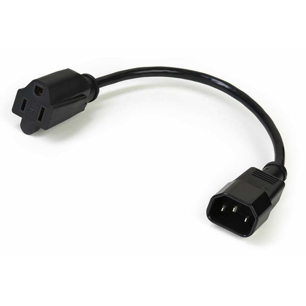StarTech.com 1ft (0.3m) Power Extension Cord, IEC C14 to NEMA 5-15R, 10A 125V, 18AWG, Black, 10/Pack MPN:PAC10010PK