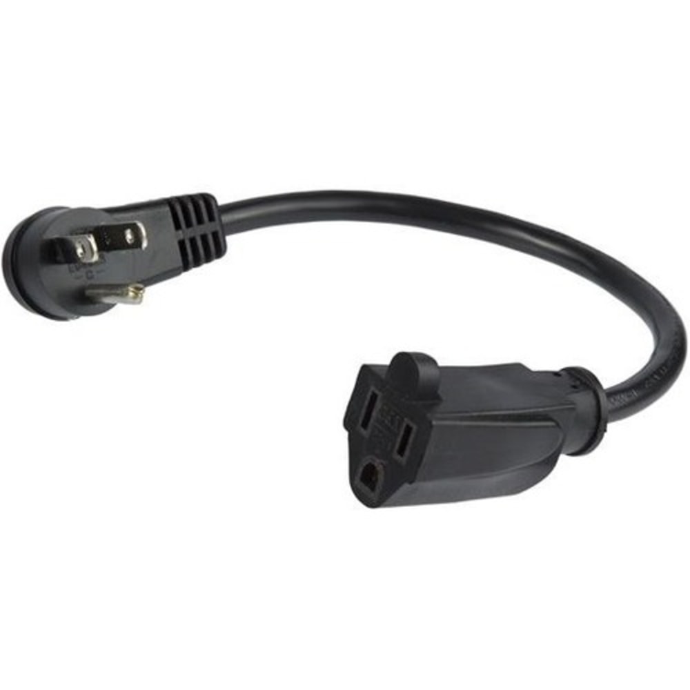StarTech.com 1 ft Flat Extension Cord - NEMA 5-15R to NEMA Right-Angle 5-15P Power Cable - Low Profile Extension Cord - Right Angle Power Cord MPN:PAC101R1