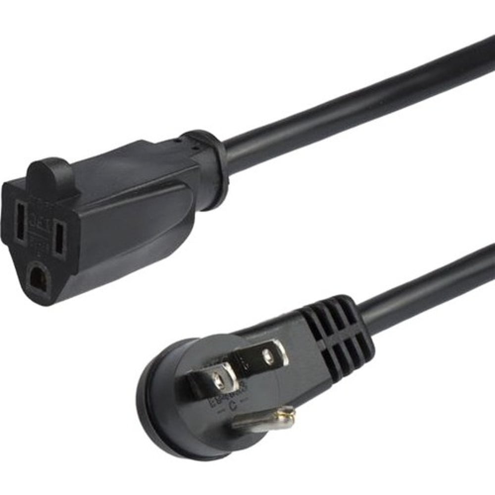 StarTech.com 3 ft Flat Extension Cord - NEMA 5-15R to NEMA Right-Angle 5-15P Power Cable - Low Profile Extension Cord - Right Angle Power Cord MPN:PAC101R3