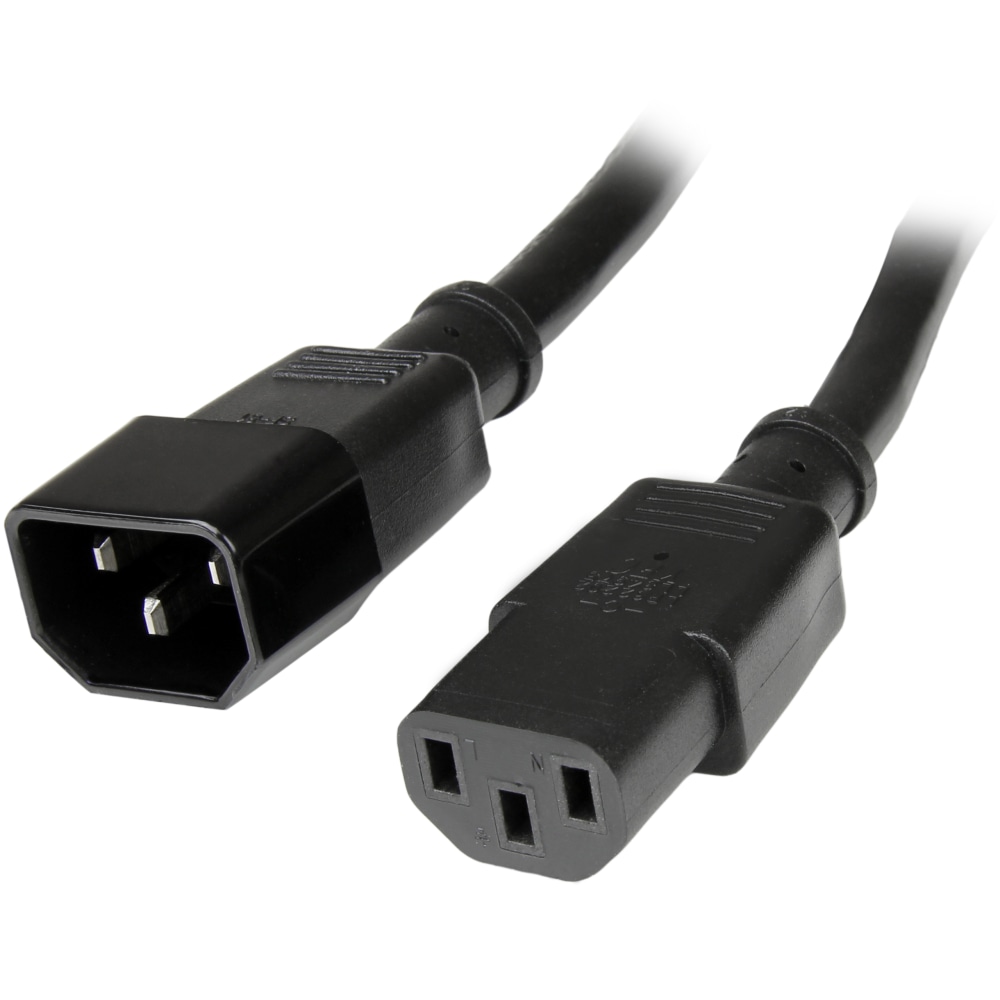 StarTech.com 6ft (1.8m) Heavy Duty Extension Cord, IEC C14 to IEC C13 Black Extension Cord, 15A 125V, 14AWG, Heavy Gauge Power Cable MPN:PXT100146