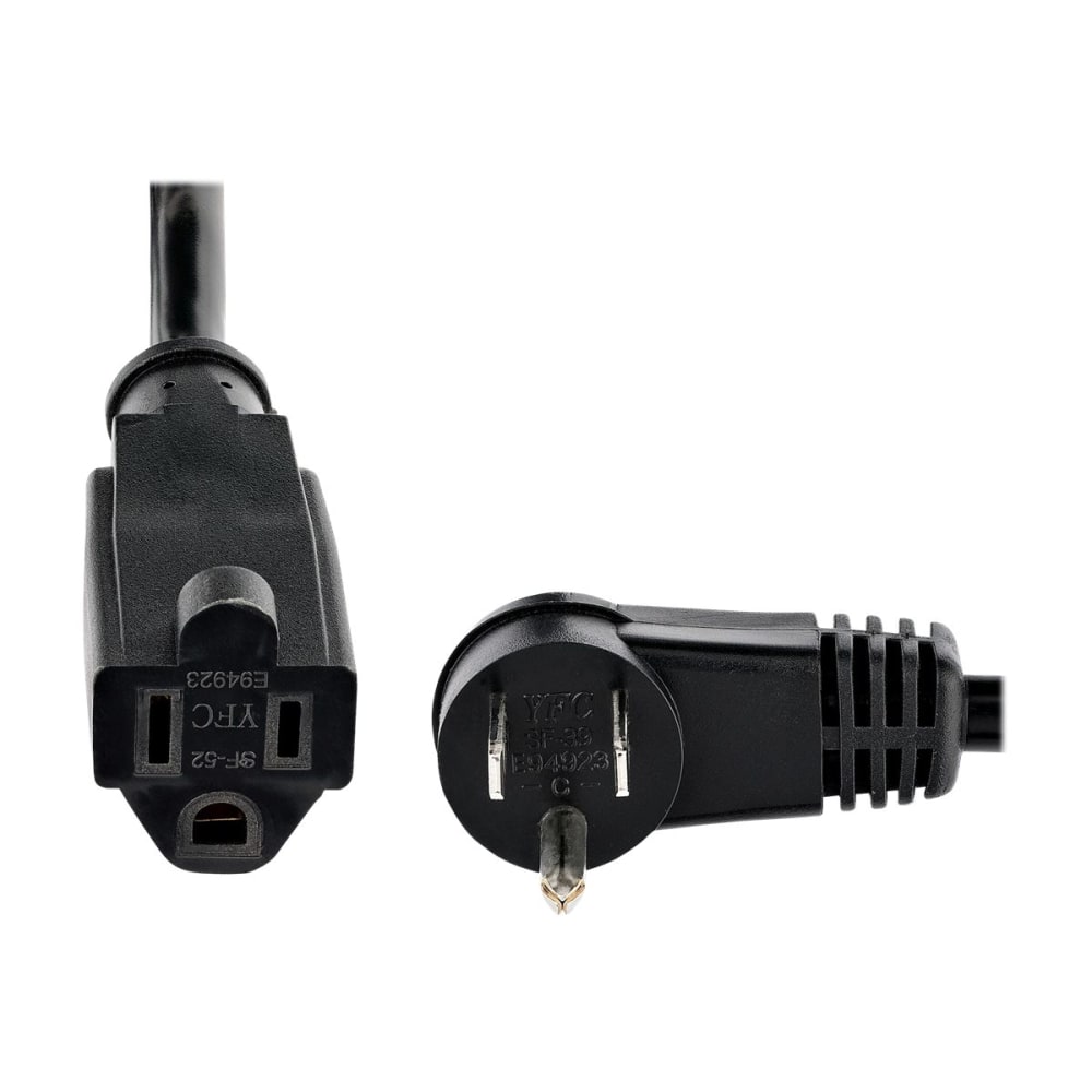 StarTech.com 6ft (2m) Power Extension Cord, Right Angle NEMA 5-15P to NEMA 5-15R, 13A 125V, 16AWG, Black, Flat Outlet Extension Cable MPN:RFX-6F-POWER-CORD