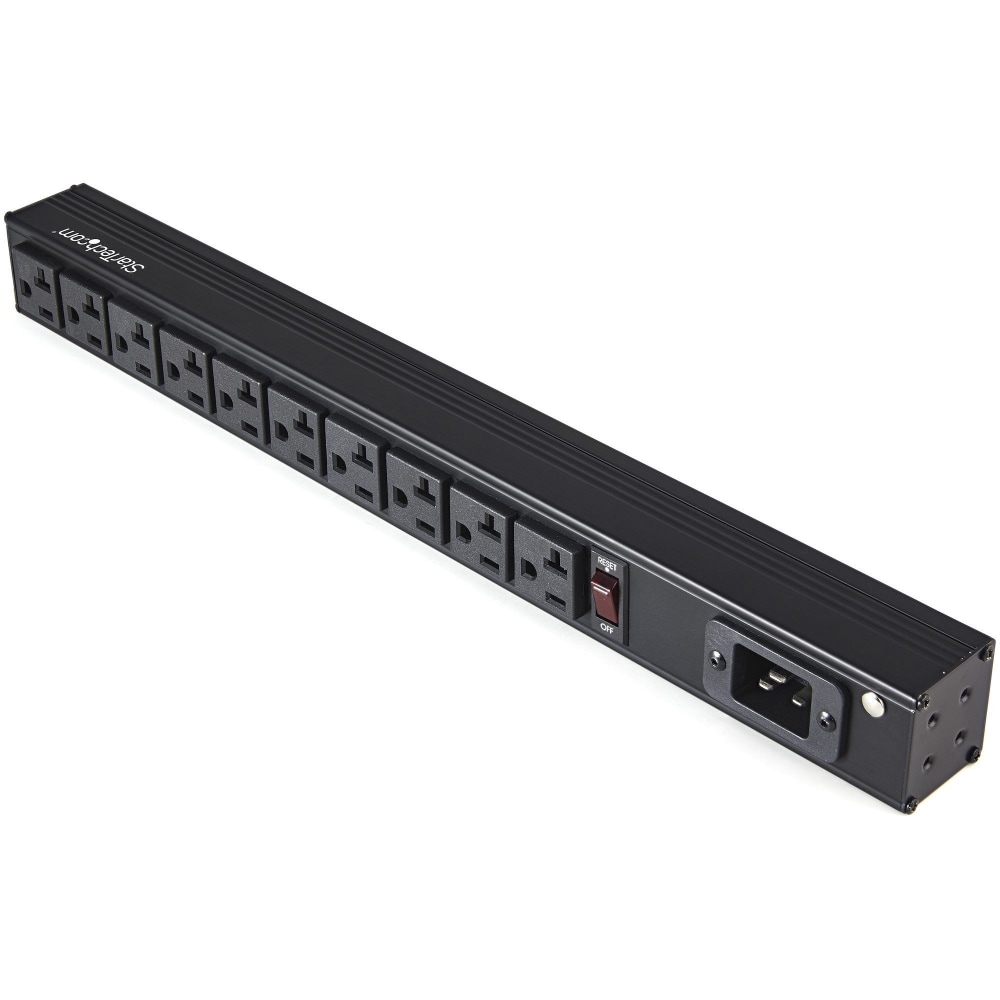 StarTech.com 10 Outlet Rack Mount Power Strip 125V/16 Amp, 1U Horizontal 19in Rackmount PDU, NEMA 5-20P Input, 10x NEMA - RKPW101920 MPN:RKPW101920